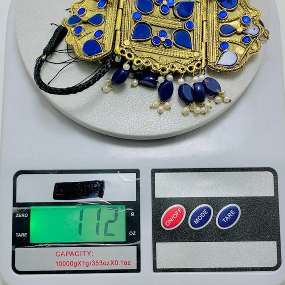 Blue Jewelry Set, Statement Choker Necklace With Earrings, Pearls Jewelry, - Picture 9 of 9